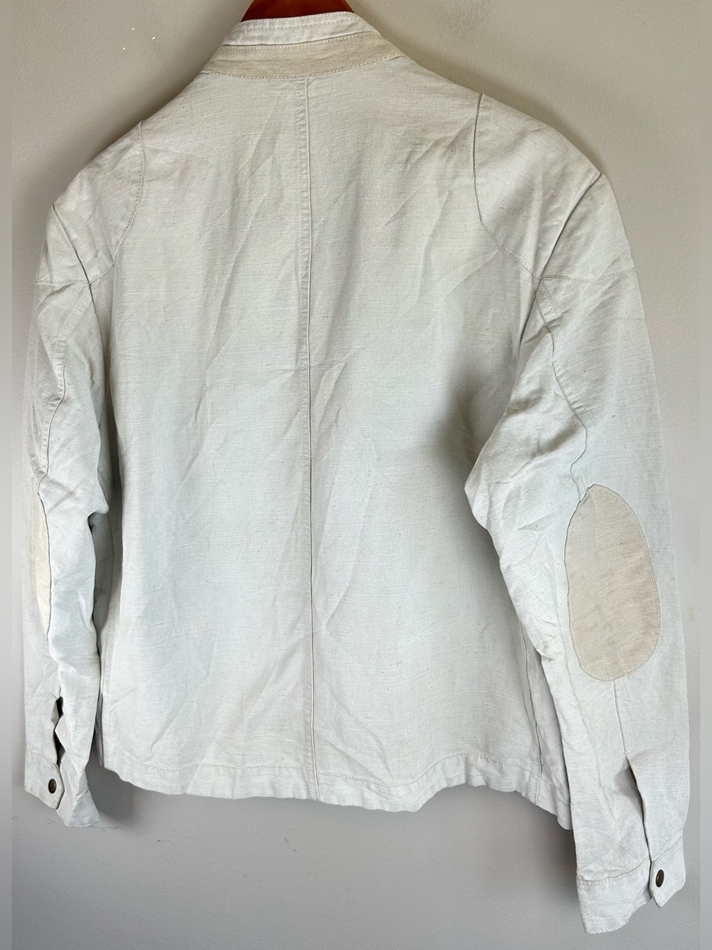 Black Brown 1826 Men's Bomber Jacket Size L Linen Blend Biker Elbow Patches - Picture 8 of 13